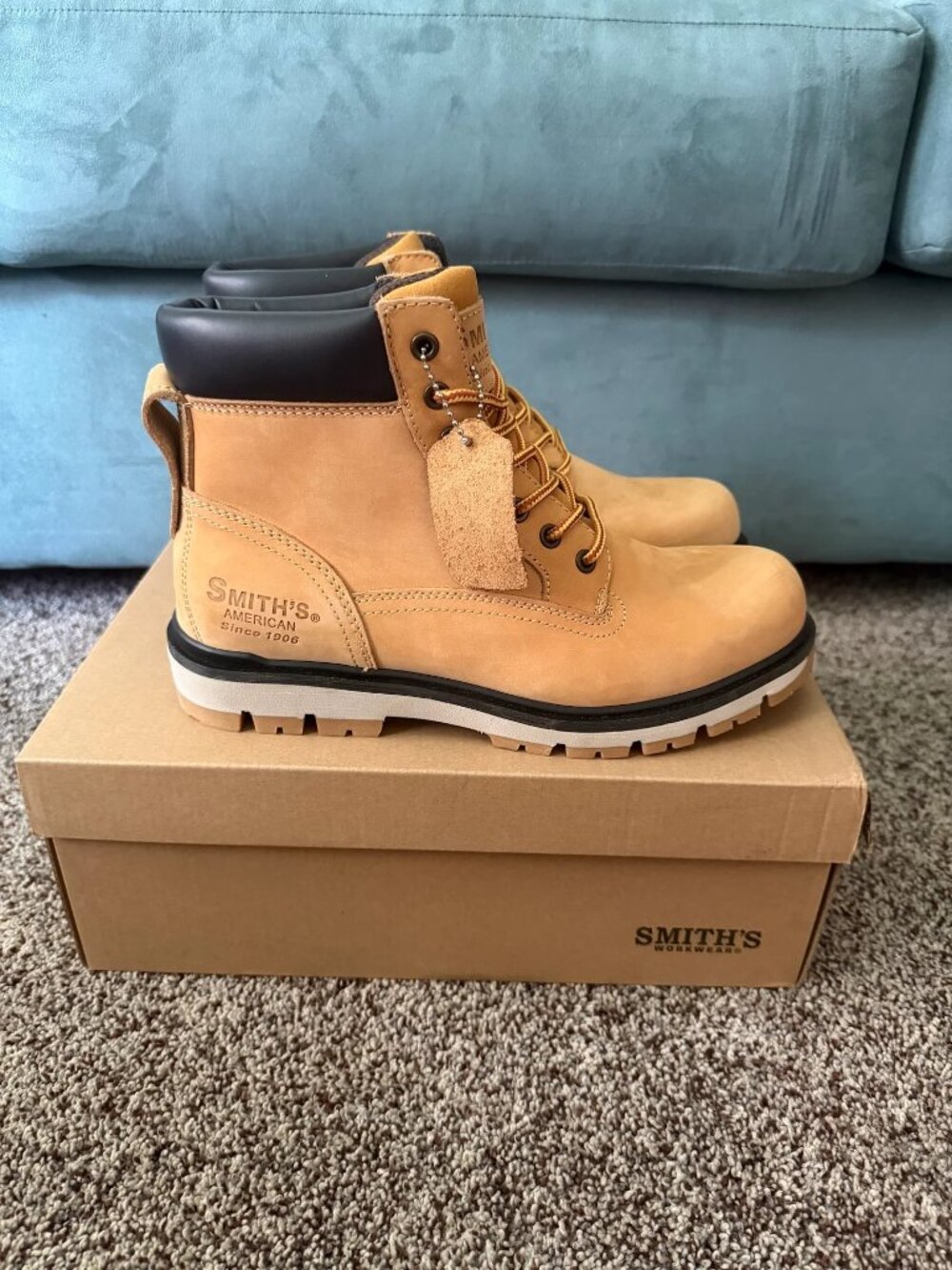 Smith's Designer Wheat Men's Work Boots - Size 8 - Brand new in box